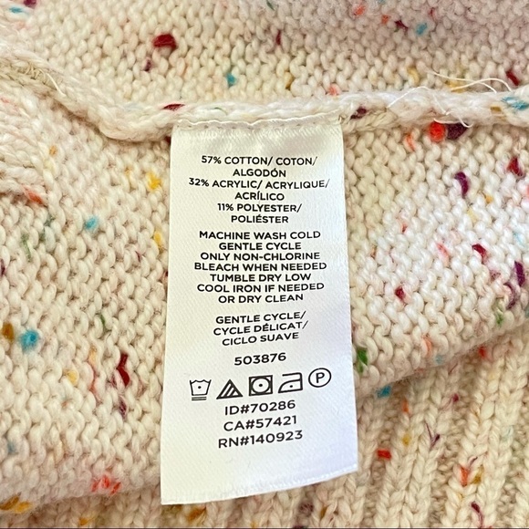 NWT LOFT Speckled Knit Turtleneck Poncho Sweater Cream Rainbow Confetti Small - Picture 15 of 15